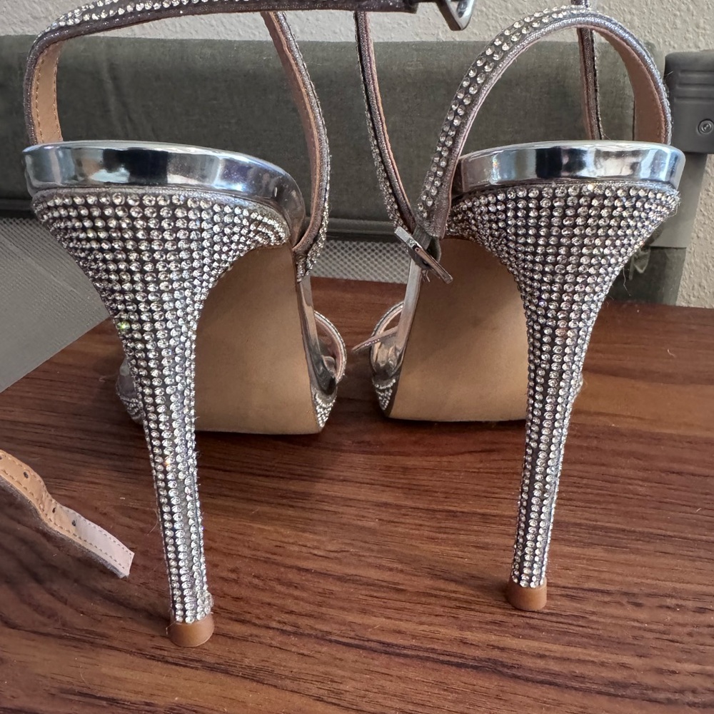 Steve Madden Silver Rhinestone Heels - Picture 6 of 7